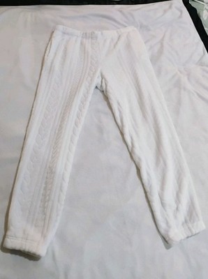 Joyspun Women's Cozy White Cable-Knit Thermal Pajama Bottoms Size Medium (8-10)