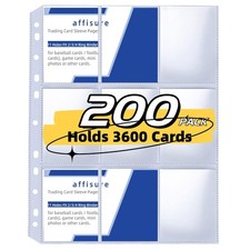 200 Pack 9 Pocket Trading Card Binder Pages, Holds 3600 Cards, Thickened Bind...