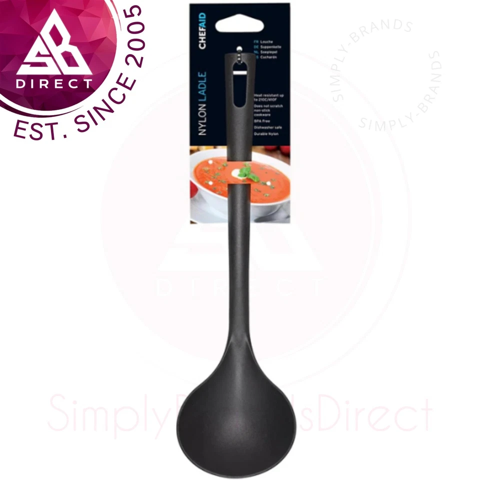 Chef Aid Nylon Suppenkelle Servierlöffel BPA-Frei, Spülmaschinenfest Schwarz Neu - Bild 1 von 4