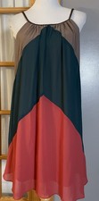 Y2K Double Zero Belted Shift Mini Dress Sz M Colorblock Red Green Braided Strap
