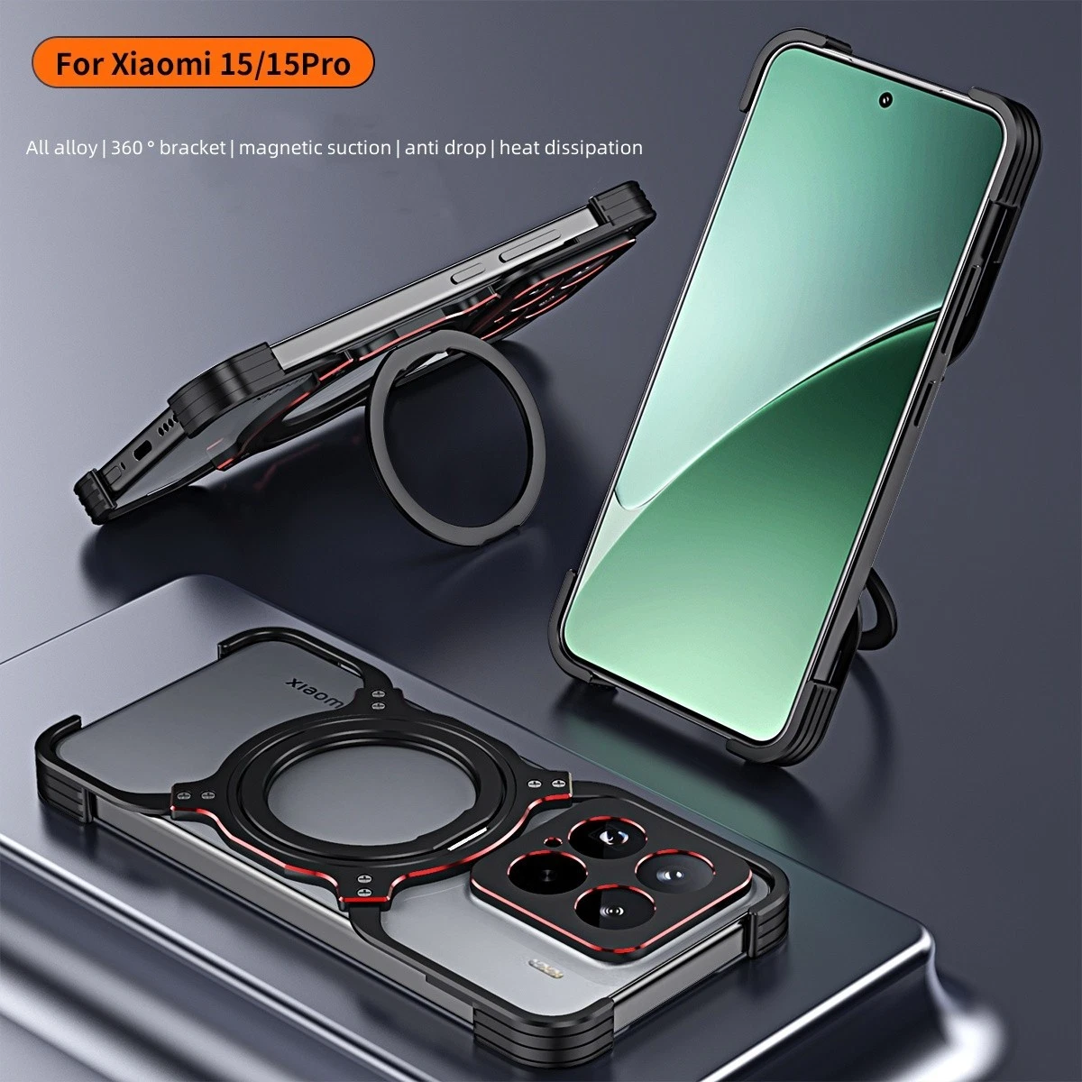 Magnetic Metal Frameless Bumper Shockproof Stand CaseFor Xiaomi 15 Redmi K80 Pro - Picture 8 of 26
