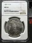 1891 S MORGAN NGC MS61 BETTER DATE/MINT Nicer Coin Than Grade.