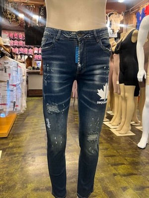 DSQUARED2 Men's SLIM JEAN Stretchy Slim Fit Ripped Blue Jeans Pants