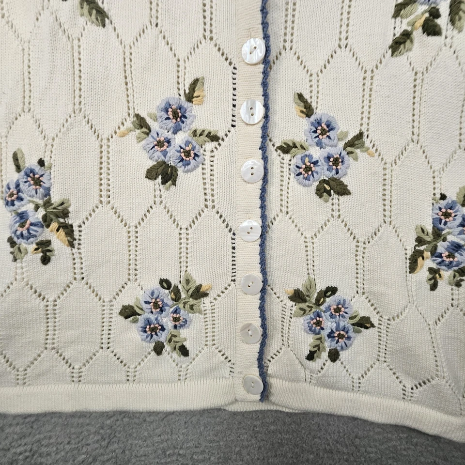 Cárdigan De Colección Marisa Christina Para Mujer 1X Floral Bordado Crochet Abuela ¡LEER!! Foto 3 de 4