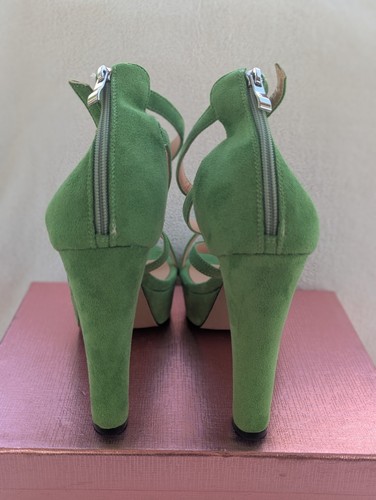 Size 12.5 Women's (10.5 Men's) Green Platform Strappy Block Heel Sandal Shoes - Picture 5 of 7
