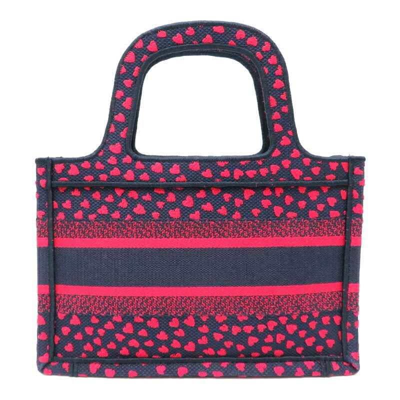Christian Dior Mini Book Tote Jacquard Bag Red Navy 8.7in Women