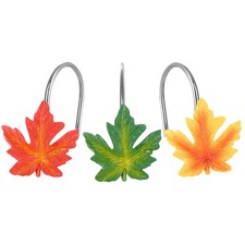 Maple Leaf Shower Curtain Hooks Rings 12Pcs Thanksgiving Decorative Autumn Fa...