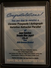 2026 Bowman Chrome Juan Sanchez 1st Bowman Prospect Refractor Autograph /499