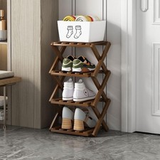 Foldable Shoe Rack, Bamboo Vertical Shoe Organizer Tall for Small Spaces. Multif
