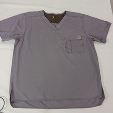 Carhartt Women's Gray Scrub Top V-Neck Two Pocket Workwear Chest Size 49"