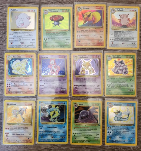 base jungle fossil pokemon card lot vintage 24 holo and a lot of non-holo