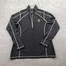 Vanderbilt Commodores Shirt Womens Medium Black NCAA Football Antigua 1/4 Zip