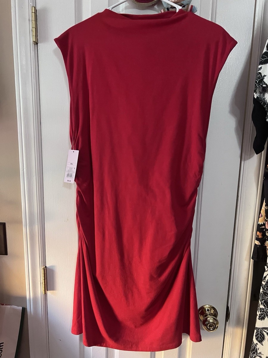 Wild Fable Red Jersey Ruched Sleeveless Knee Length Dress XXL