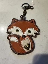 Chala Handbags Faux Leather Whimsical Red Fox Coin Purse Key Chain Keychain NWOT