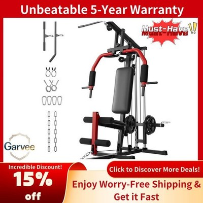 Multifunctional Home Gym with 400 LB Weight Stack & Dual-Function Arm Press