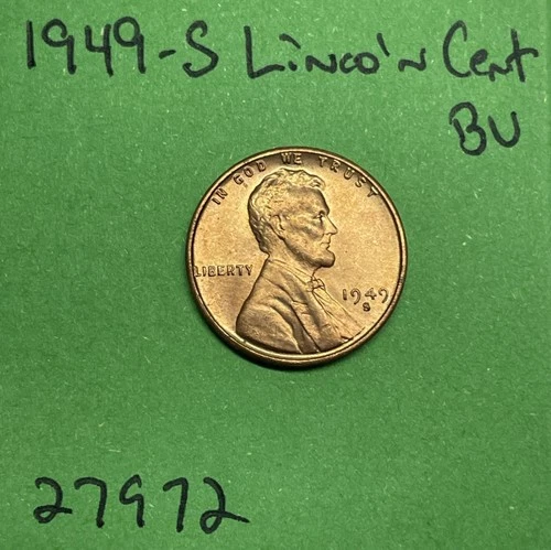 1949-S Lincoln Wheat Cent / Penny 1c BU Brilliant Uncirculated US Coin See Pics