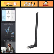 USB WiFi 6 Adapter for Desktop  Laptop, Dual Band 600Mbps  286Mbps, Long Range