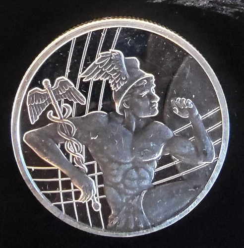 SMI Mint Eagle Hermes Running Rare Vtg USA Round Bullion-0.999 Silver 1 Oz Coin