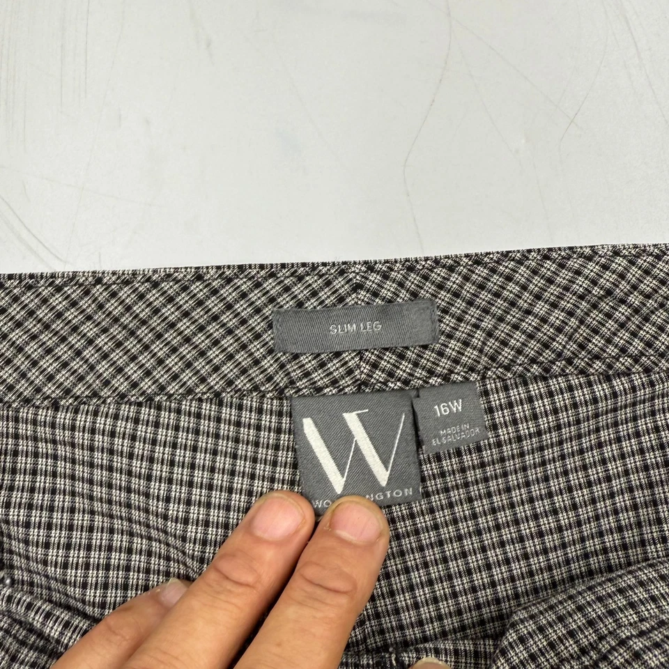 Pantalones ajustados Worthington para mujer talla 16W negros grises a cuadros elásticos oficina pierna ajustada Foto 4 de 4