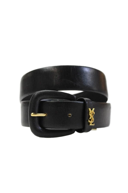 Saint Laurent Womens Leather Belt Black Size Small