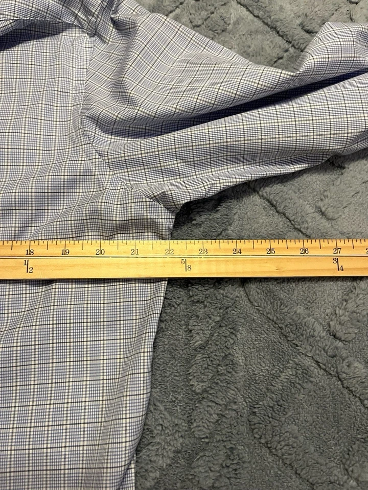 Camisa de vestir ETON para hombre manga larga azul gris a cuadros contemporánea talla 16 1/2 - 42 Foto 4 de 4