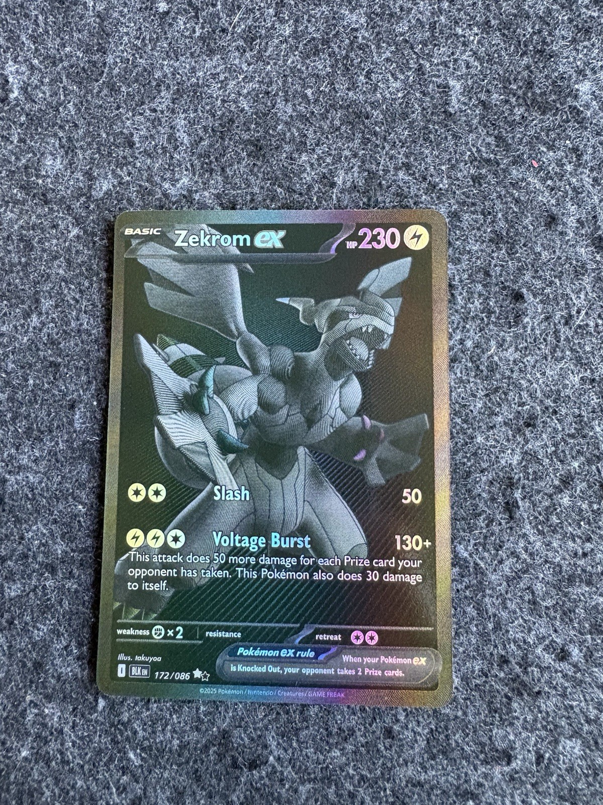 Zekrom ex 2025 Scarlet & Violet: Black Bolt #172/086 Black White