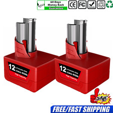 NEW 2X Battery 12Ah For Milwaukee 12V M12B6 Pack Lithium M12 M12B5 48-11-2440