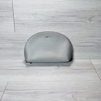 DKNY Bryant Cosmetic Toiletry Bag Makeup Pouch Gray Grey Zip Around Travel