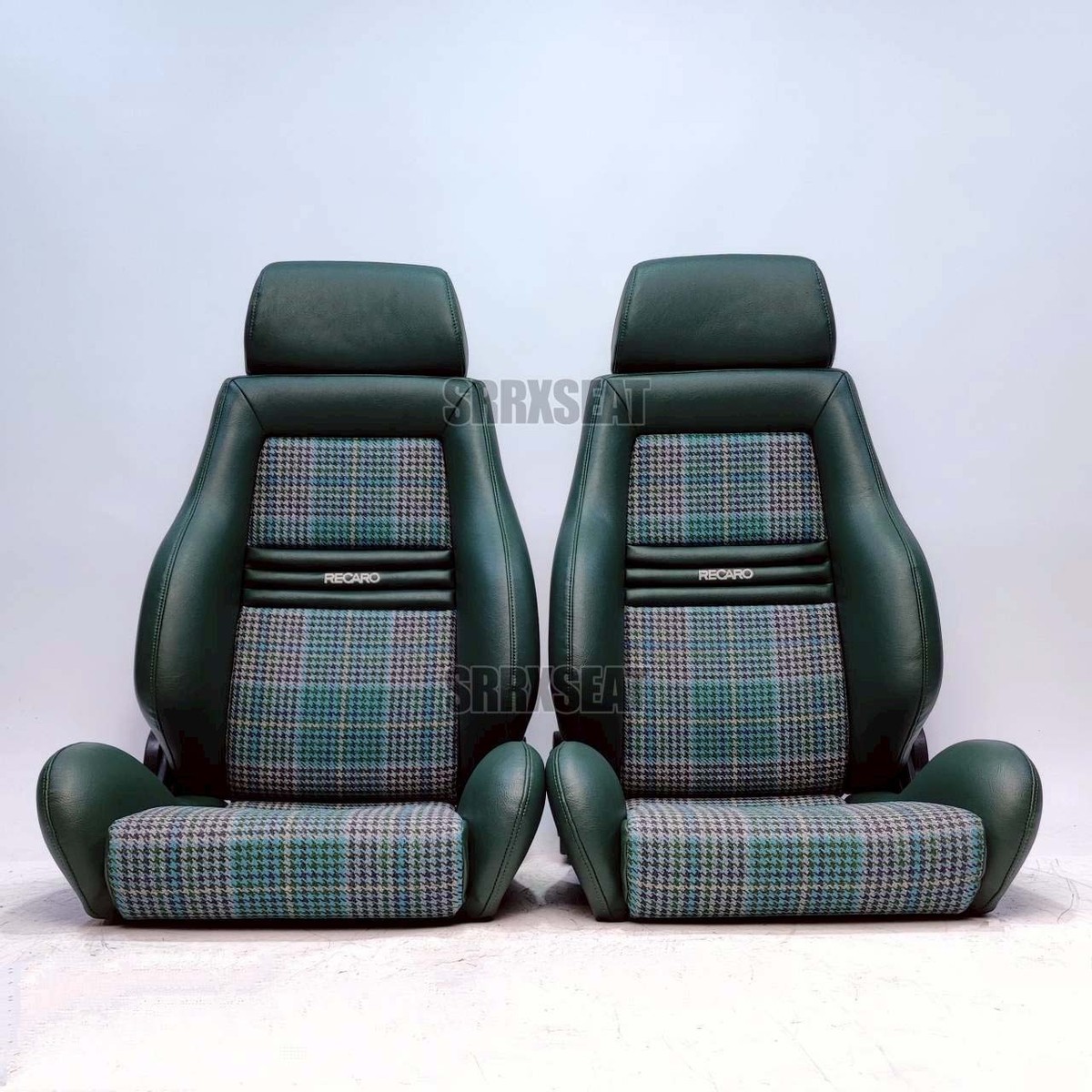 1 PAIR】AUTHENTIC VINTAGE RECARO LSB GREEN HOUNDTOOTH【CUSTOMS MAY