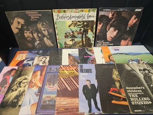 20 VINYL RECORD LOT ROLLING STONES + BUFFALO SPRINGFIELD + CCR + PRETENDERS