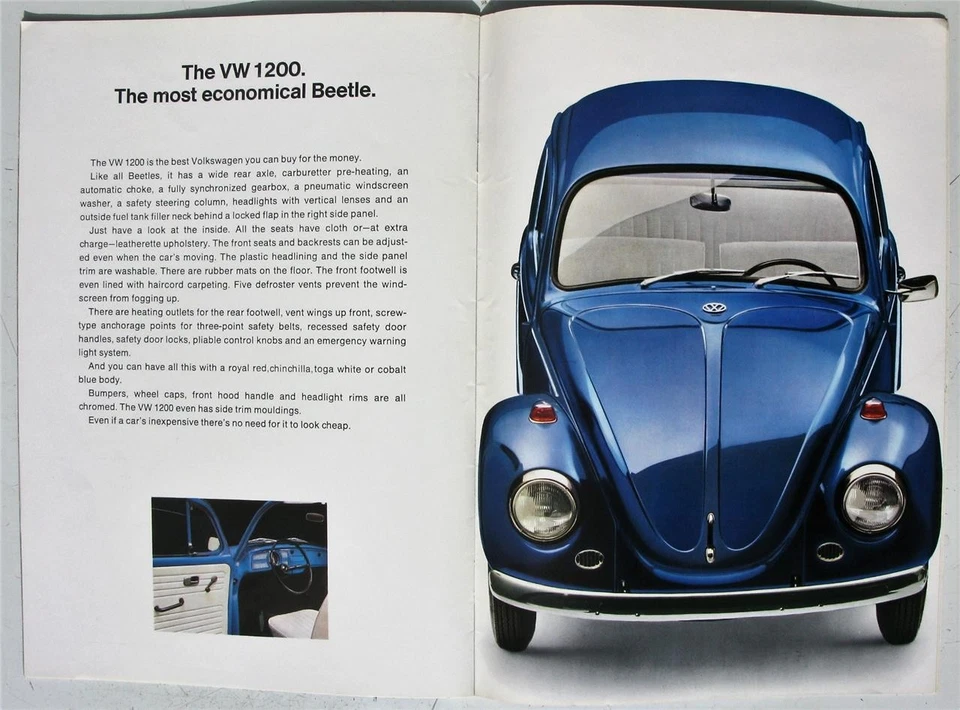 VOLKSWAGEN VW BEETLE Car Sales Brochure 1968-69 #151 019 29 CONVERTIBLE 1200 ++ - Image 4 of 4
