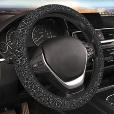 Lhuaiki Black And White Spider Web Steering Wheel Cover Car 15 Inches Yellow