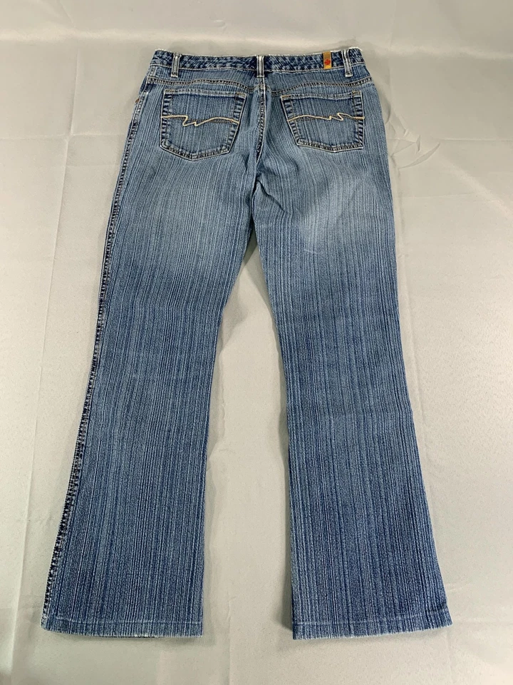 Pantalones de mezclilla elásticos acampanados Chloe azul asfalto para mujer vintage años 2000 Y2k Foto 3 de 4