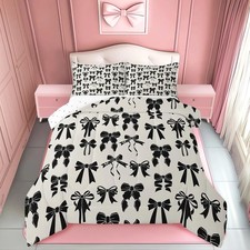 Bow Bedding Set - King Size Black Bow Comforter Set for Kids Boys  Girls - C...