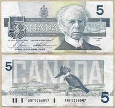 Canada 1986 Five 5 Dollars Laurier Banknote AU