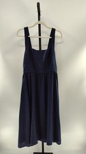 Quince Women 100% European Linen Fit & Flare Midi Dress Deep Navy XL