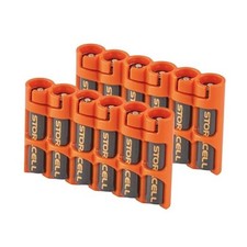 Slimline AAA-6 Battery Storage Caddy and Dispenser 6 Count Pack of 2 Orange