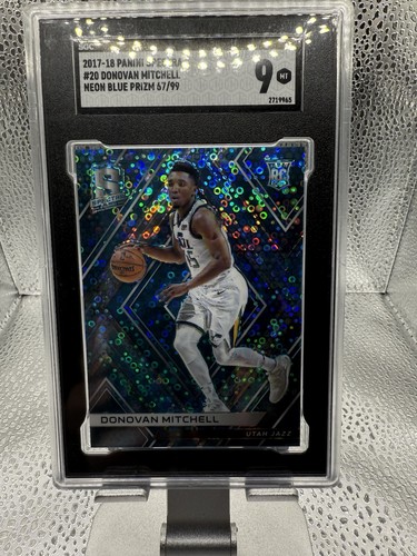 2017-18 Panini Spectra- Donovan Mitchell #20 NeonBlue Prizm /99 (RC) SGC 9 🔥🕷️