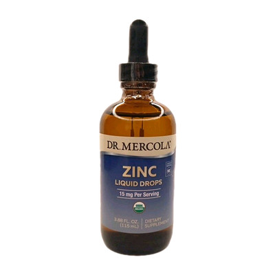 2 BOTTLES Dr. Mercola  ZINC 15 mg 3.88 fl oz Liquid Drops Glass Bottle NEW 01/24