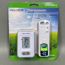 AcuRite Wireless Indoor Outdoor Digital Temperature Thermometer Clock  Memory