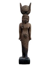 RARE ANCIENT EGYPTIAN STONE Statue Goddess Hathor Pharaonic Hieroglyphic