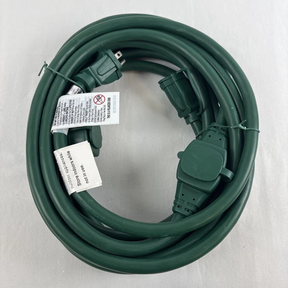 Nextep Green Outdoor Multi-Outlet 25ft Extension Cord With Auto Timer NEW - Image 3 of 4