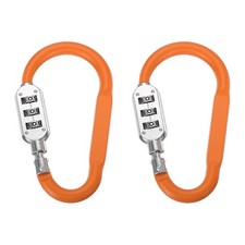 2PCS 4.2 Inch Length Combination Lock 3 Dial Digit Combo D-Ring Locking Orange