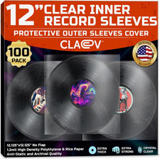 Claev 100 anti Static Inner Record Sleeves for Vinyl LP Records - 12 Inch, Squar