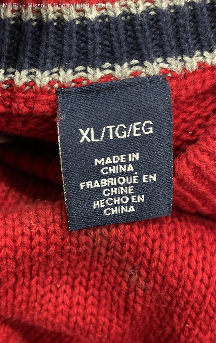 Chaps Red Solid Crewneck Sweater Pullover Cotton … - image 3