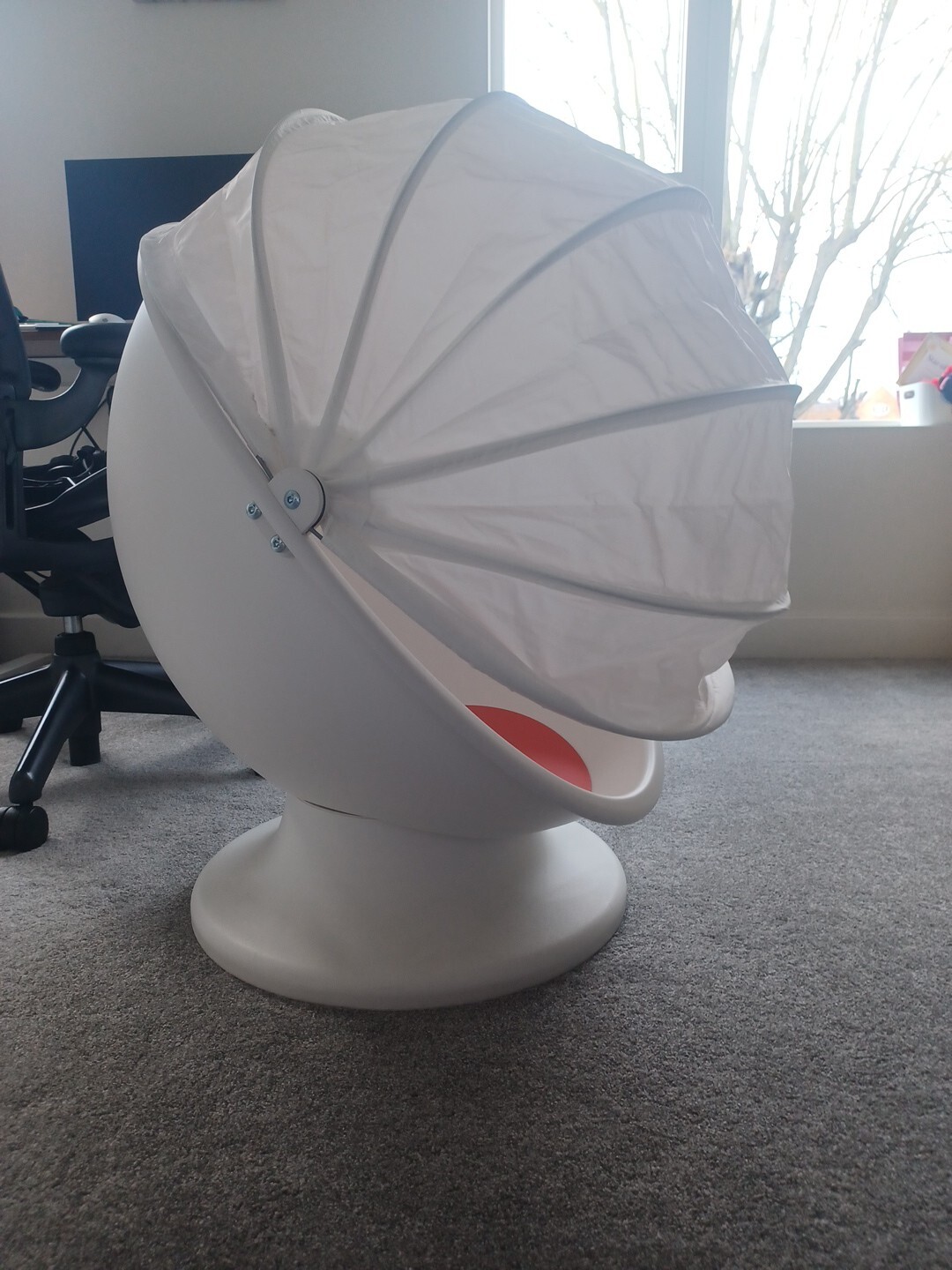 IKEA swiveling LÖMSK Children's Egg Chair white with pull down hood eBay