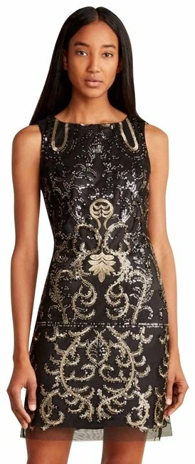 Vince camuto black store and gold dress