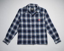 Samurai Jeans 325 NWT Ombre Open Collar Plaid Blue Flannel Runs Small SWCOB22 M