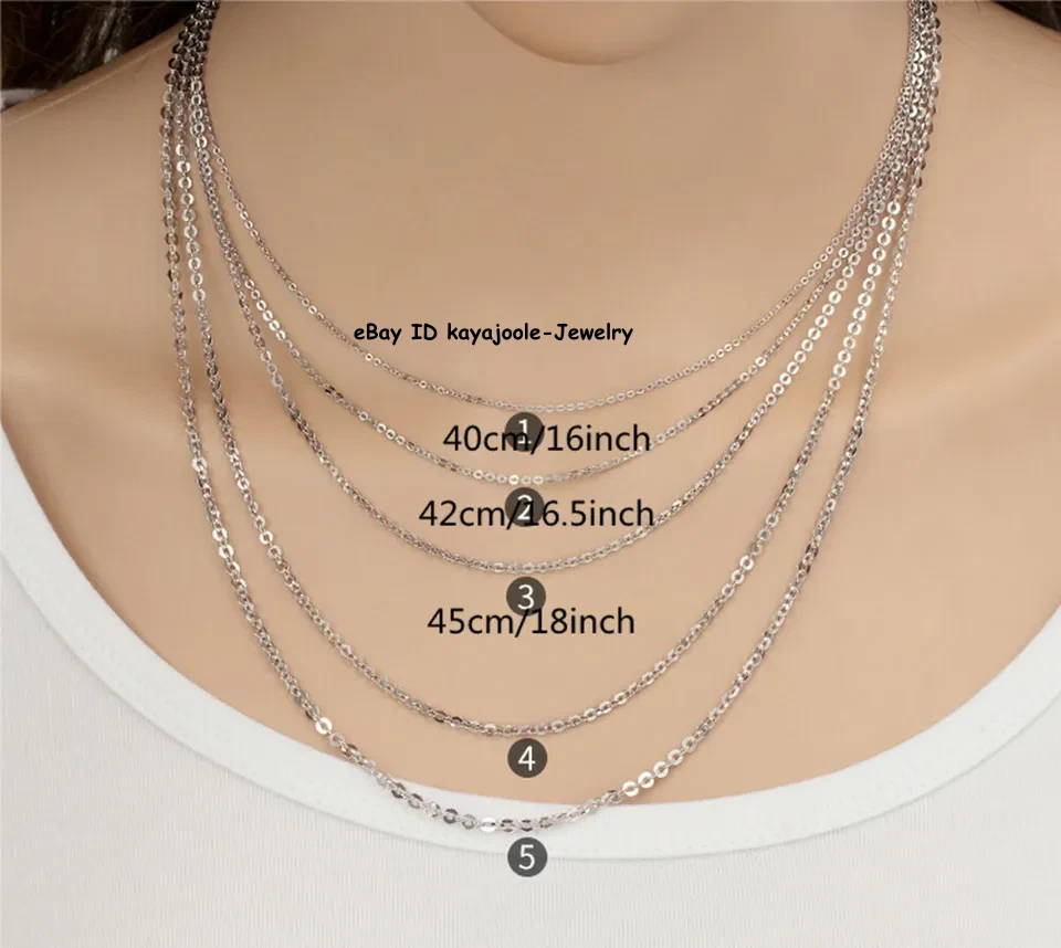 Collar de cadena de platino puro PT950 950 para hombres y mujeres Suerte 1 mm-3 mm O Link 16-22 pulgadas  Foto 3 de 4