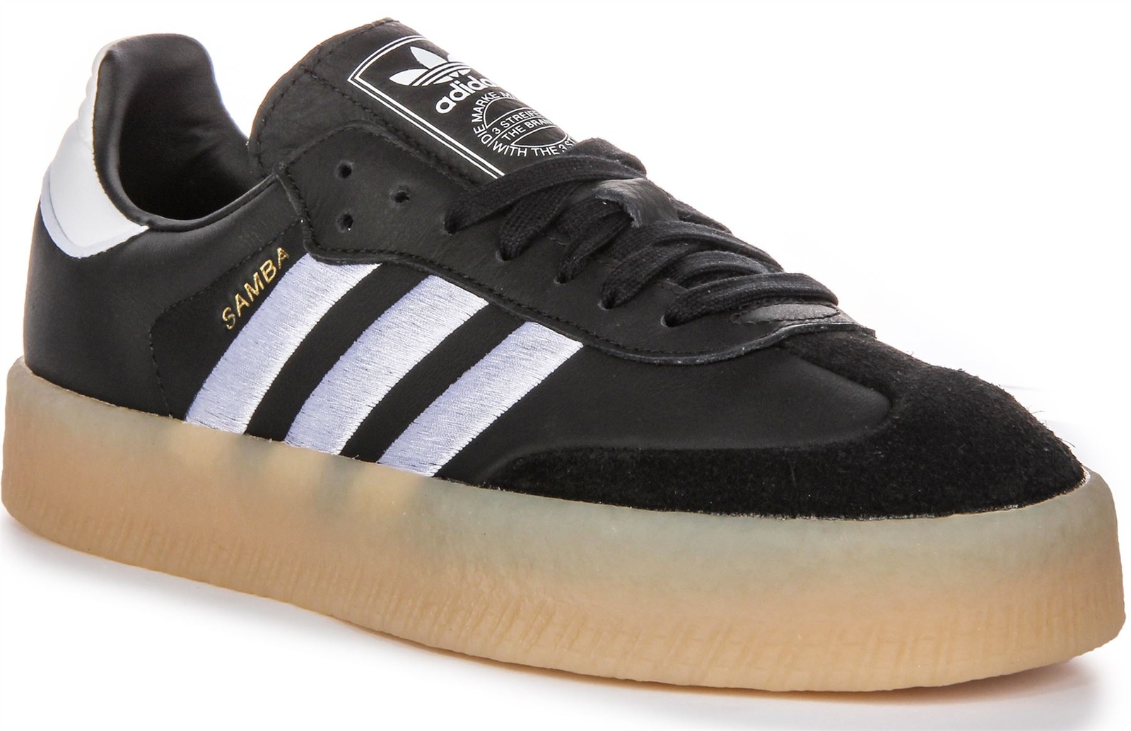 Adidas Sambae  Stripes Retro Contrast Womens Sneakers Black White US 7 - 9